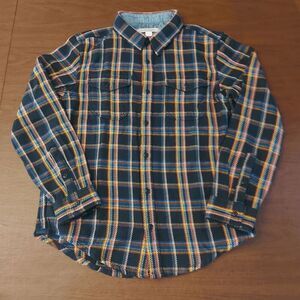 Outerknown Blanket Shirt Organic Cotton True Black Rainbow Plaid Men's Size M